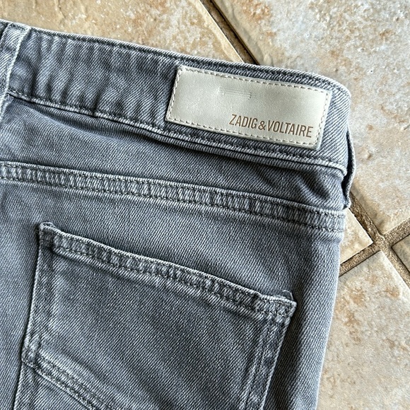 Zadig & Voltaire Eva Gris Perm Raw Released Hem Skinny Jeans Womens size 27 - Picture 9 of 10